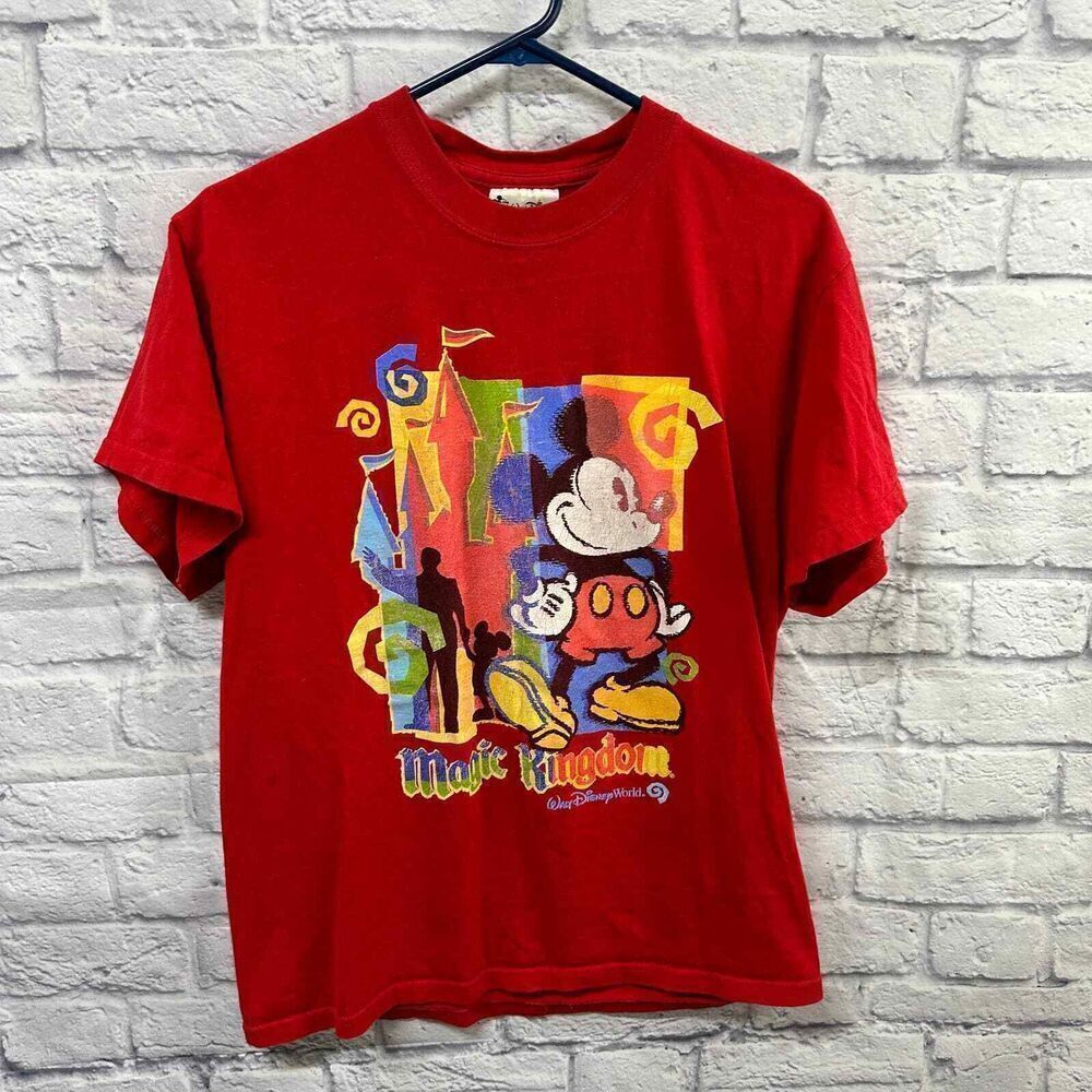 Vintage Disney World Shirt Womens Small World Red Mickey Mouse Magic Kingdom‎